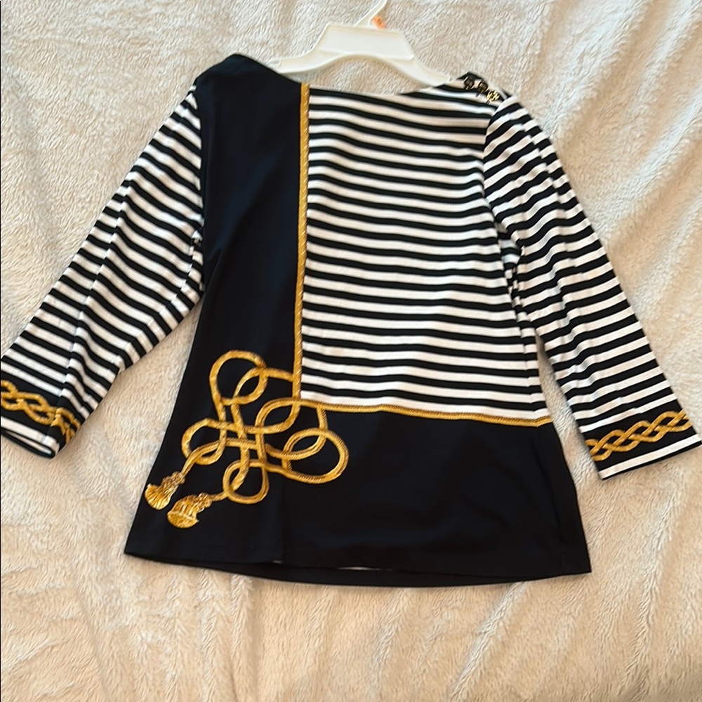 J. McLaughlin Black and White Striped Swim shirt/Coverup